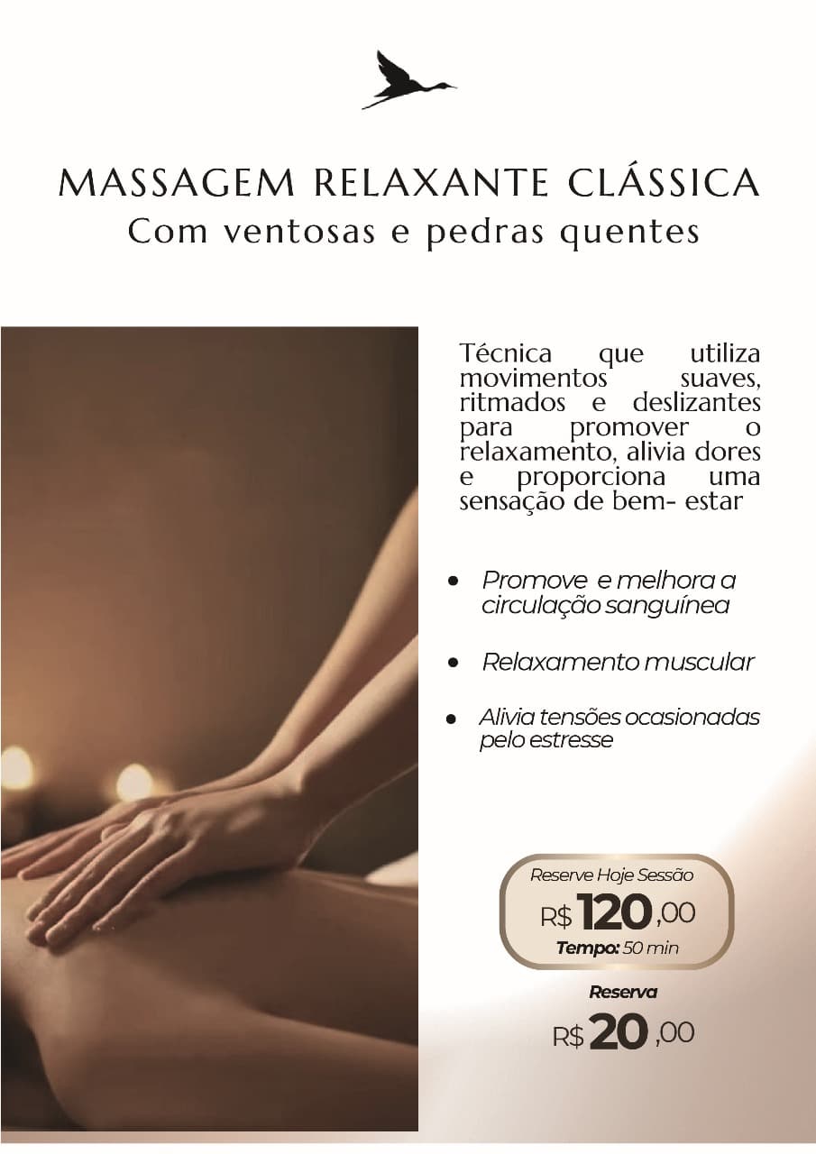 MASSAGEM RELAXANTE CLÁSSICA Com ventosas e pedras quentes